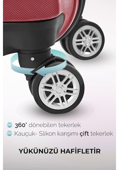 Polo&Sky Elmas Model Vişne Renk Kabin Boy Valiz Bavul Vişne