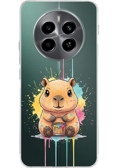 Realme 12 4g İle Uyumlu Splash Kapibara Tasarımlı Şeffaf Silikon Kılıf Şeffaf