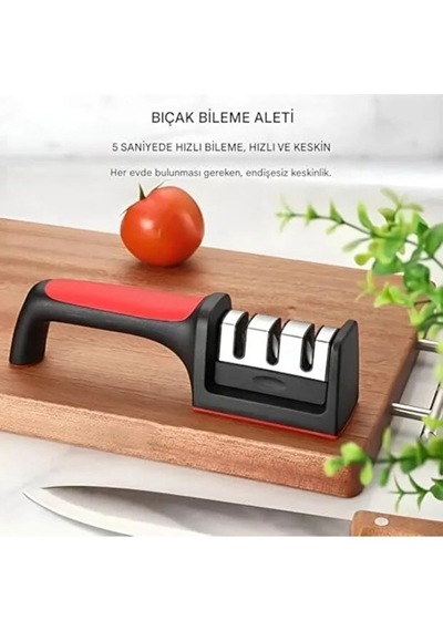 3 Fonksiyonlu Paslanmaz Çelik Bıçak Bileyici , Ve Seramik Bileme
