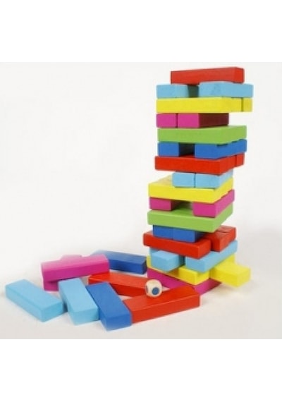 Jenga Renkli Ahşap Denge Taktik Beceri Oyunu Janga Puzzle 55
