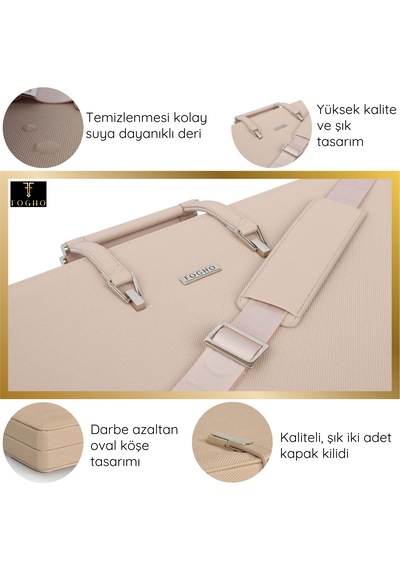 Fogho A2 Boy Pudra Lüks Proje Çizim Çantası - Deri Sanat Çantası