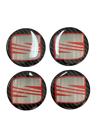 Seat Jant Göbeği 4 Lü Oto Universal Jant Göbeği Damla Etiket 3d Jant Arması Damla Sticker Seti Çok Renkli