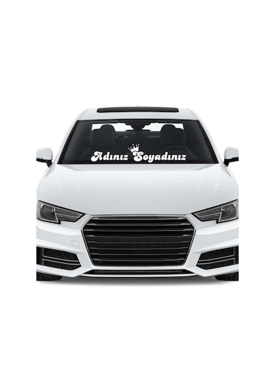 Taçlı Isme Özel Ön Cam Yazı Yazdırma Oto Sticker 60 12 Cm4574