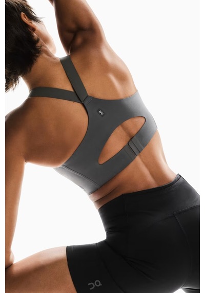 On Endurance Bra Zip Yüksek Destekli Ön Fermuarlı Spor Sütyeni Koyu Gri
