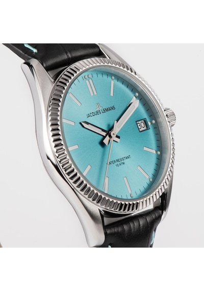 Jacques Lemans Jl.50-4s Quartz Deri Siyah Mavi Kadran 10 Atm 34 Mm Kadın Kol Saati Gri