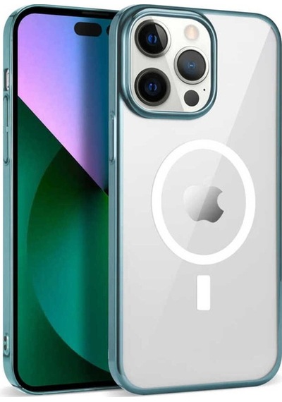 Apple Uyumlu iPhone 13 Pro Kılıf Zore Wireless Şarj Özellikli Pixel M-safe Kapak Sierra Mavi