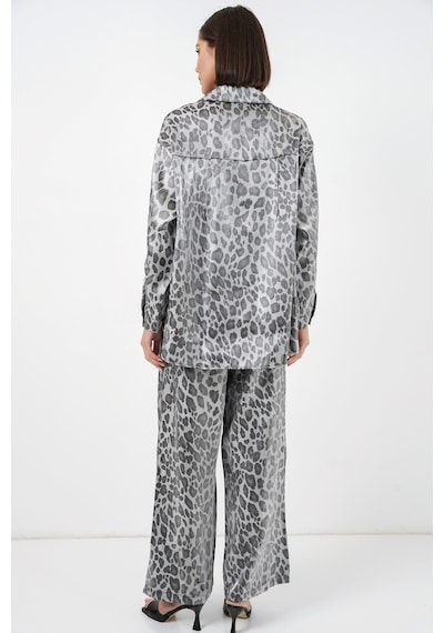 Bigdart 6699 Leopar Desenli Alt Üst Takım - Gri