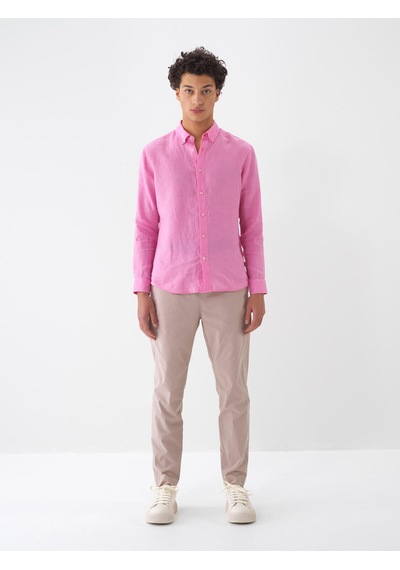 Xint Pembe %100 Keten Regular Fit Gömlek 700931