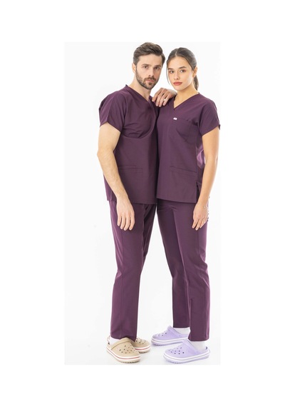 Terikoton Yarasa Kol Doktor Hemşire Forması Mürdüm Tyrs0005 Mürdüm