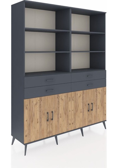 Hyperion Gardrop 8 Raflı 4 Çekmeceli 4 Kapaklı 176x44x221 Antrasit-çam/antrasit Çam/antrasit Hyperion Gardrop 8 Raflı 4 Çekmeceli 4 Kapaklı 176x44x221 Antrasit-çam/antrasit Çam/antrasit