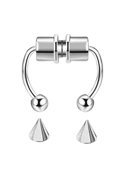 Gümüş Renk Burun Ucu Mıknatıslı Septum Piercing Fake Deliksiz Küpe