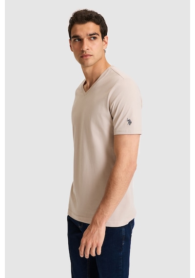 U.S. Polo Assn. U.s. Polo Assn. Erkek Taş Tişört Basic 50326944-vr049 Taş Rengi