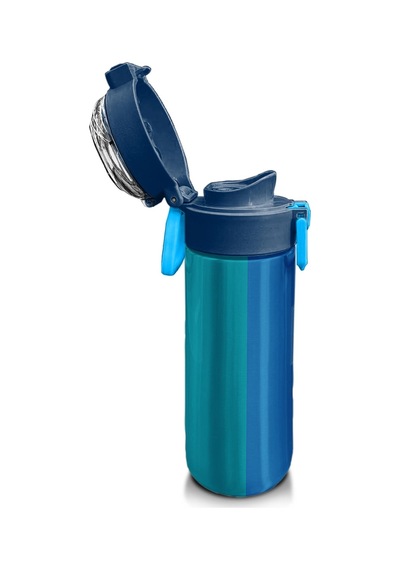 Coral High Kids Renkli Çizgili Desenli Pipetli Ve Direkt İçim Çelik Termos 500 Ml 31879 Çam Yeşili