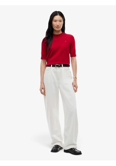 Tommy Hilfiger Cotton Jersey Fıne C-nk Ss Swt Kadın Kırmızı Kazak - Ww0ww49705 Tommy Hilfiger Cotton Jersey Fıne C-nk Ss Swt Kadın Kırmızı Kazak - Ww0ww49705