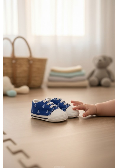 Balbeybi Bebek Deniz Çapalı Figürlü Spor Ayakkabı Kaydırmaz Taban İlk Adım Sneaker Ortopedik Hafif Günlük Mavi