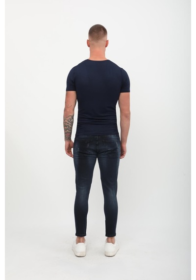 Erkek Skinny Fit Destroy Lacivert 001
