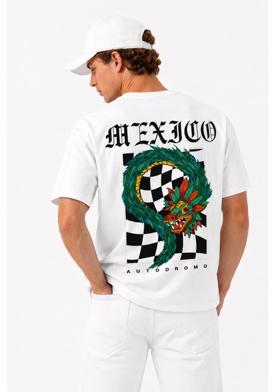 Bayloranzzo Mexico %100 Pamuk Heavy Cotton Premium Kalite Erkek Tişört Beyaz