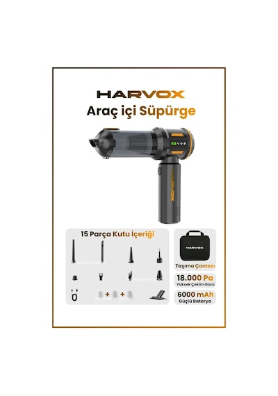 Harvox Professional 18000pa Fırçasız Motorlu Şarjlı Araç Süpürgesi - Sarı