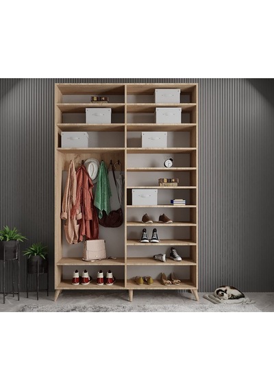 Açelya Portmanto Vestiyer Meşe Beyaz  M8-140 cm