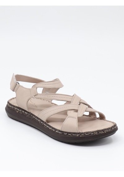 Nesilshoes Nesil Shoes Mns 157 Bej Hakiki Soft Deri Kadın Sandalet