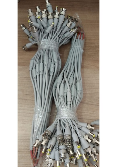 10 Adet Hazır Bnc + Dc Power Jak Konnektör Cctv Ahd Tvi Y Kablo