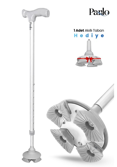 Akıllı Baston 1 Adet Akıllı Taban Hediyeli, Ayarlanabilir Boy, Ergonomik Tutma Sapı, Çok Yönlü Denge Desteği