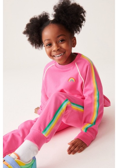Noble Kids Kız Çocuk Gökkuşağı Nakışlı Eşofman Takım Pembe