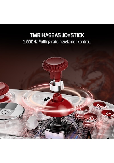 GamePower Asura Kablosuz Beyaz RGB TMR Gamepad 2.4G Bluetooth Kablolu PC Uyumlu + Taşıma Çantası