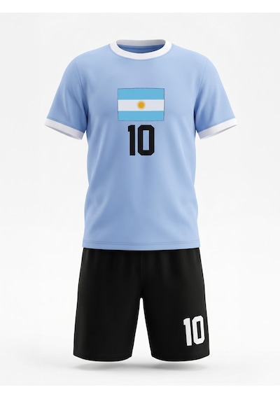 Civil Boys Argentina Baskılı 2'li 6-9 Yaş Takım - Pamuk Forma - Mavi