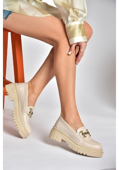 Fox Shoes P6520343009 Bej Kalın Tabanlı Kadın Günlük Ayakkabı