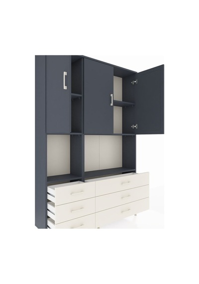 Arges Dolap 6 Raflı 6 Çekmeceli 3 Kapaklı 132x30x195 Antrasit-antrasit/aytaşı Antrasıt/aytası Arges Dolap 6 Raflı 6 Çekmeceli 3 Kapaklı 132x30x195 Antrasit-antrasit/aytaşı Antrasıt/aytası