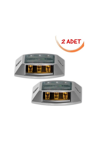 Evelux Solar Yol Butonu Güneş Enerjili Yol Butonu Trafik Ledli Solar Buton Sarı 2 Adet