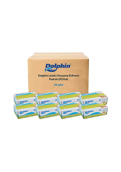 Dolphin Beyaz Lateks Eldiven Pudralı M 20 x 100 Adet