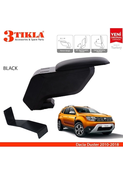 Dacia Duster 2010-2019 Delmesiz Çelik Ayaklı Siyah Kolçak Kol Dayama