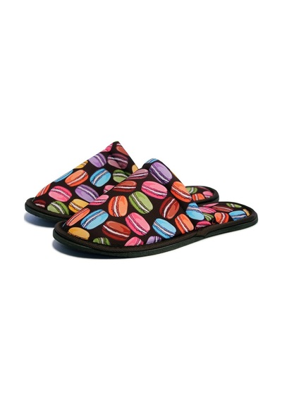 Unisex Kahverengi Macaron Desenli Yumuşak Tabanlı Ev Terlik Kahverengi