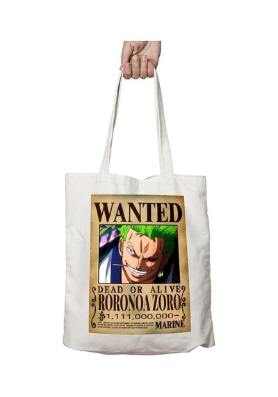 Art Hediye Wanted Roronoa Zoro B Anime İki Tarafı Kalıcı Baskılı Yıkanabilir Okul Plaj Omuz Bez Çantası Çok Renkli