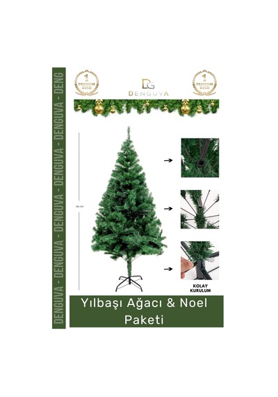 Noelpaketi Yılbaşı Çam Ağacı Ev Ofis Dekorasyonu Kaliteli Sık Dallı Noel Paketi 150 Cm 220 Dal Standart