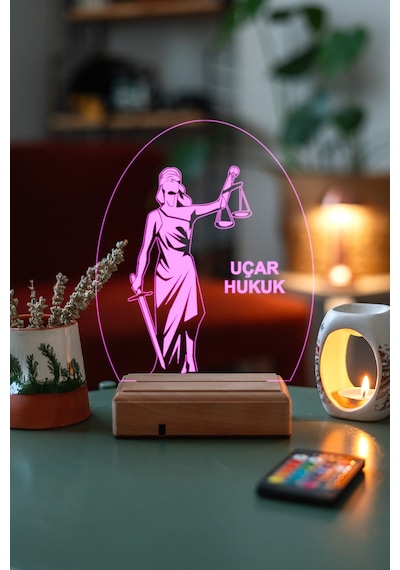 Avukatlara Özel Themis 16 Renk Kumandalı 3d Gece Lambası