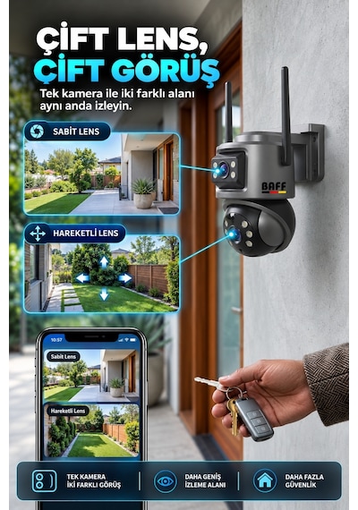 Baff Ics-5632 6mp Çift Lens Wifi Akıllı Güvenlik Kamerası Ptz Aı İnsan Algılama Hareket Takip Gece Görüşlü