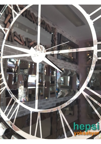 Güneş Silver Black Gümüş Siyah 85 Cm Dekoratif Aynalı Duvar Saati