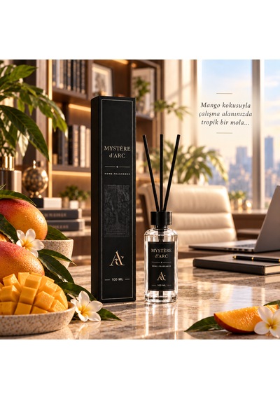 Premium Oda Kokusu Bambu Çubuklu Beyaz Şişe 100 Ml Mango