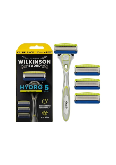 Wılkınson Sword - Hydro 5 Erkek Tıraş Makinesi / Aloe Vera Tahrişi Azaltmak İçin / Hassas Nemlendirici Jel Ve Düzel