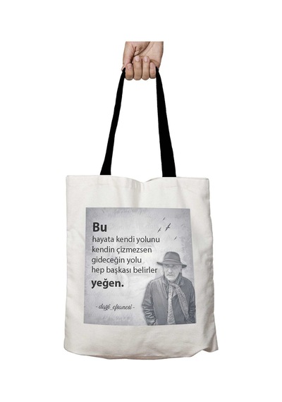 Art Hediye Siyah Kulplu Tuncer Kurtiz Kendi Yolunu Çizmezsen Yıkanabilir Okul Omuz Çanta Çok Renkli