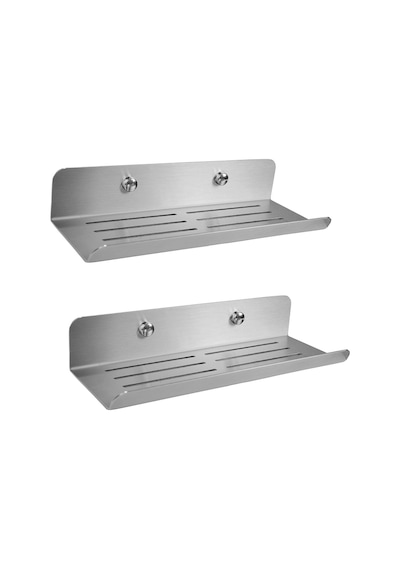 Paslanmaz Çelik 2 Adet 24cm Banyo Duş Rafı Düzenleyici -set - Vidalı Montaj - İnox Çok Renkli