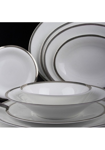 Evaliza Coupe Sade Paisley Platin 101 Parça 12 Kişilik Yemek Takımı Beyaz