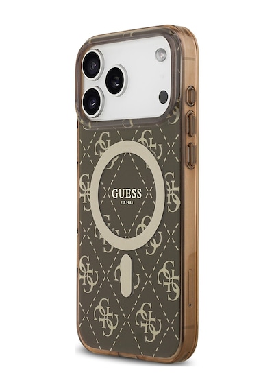 Apple Uyumlu iPhone 17 Pro Kılıf Guess Lisanslı M-safeli Iml Baskılı Klasik Logolu 4g Desenli Kahverengi Kahverengi