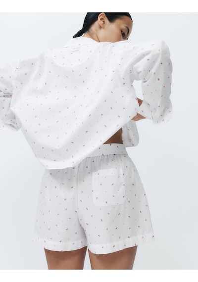 Marks & Spencer Pamuklu Çiçek Desenli Pijama Şort T37003470S Çok Renkli