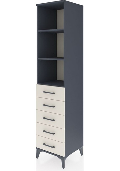 Hyperion Dolap 3 Raflı 5 Çekmeceli 44x44x195 Antrasit-aytaşı Antrasit