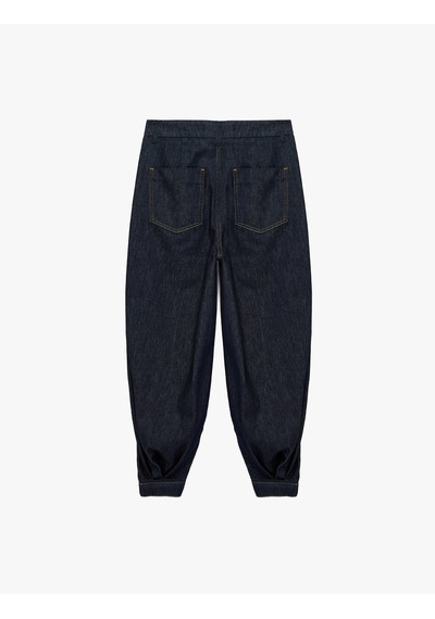 Koton Pamuklu Rahat Kalıp Stoperli Paça Düğmeli Cepli Denim Pantolon Koyu İndigo 7wal40131md Indigo