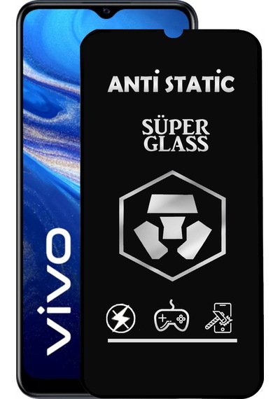 Vivo Y20S ile Uyumlu Tam Kaplayan Anti Statik Dayanıklı Süper Cam Ekran Koruyucu